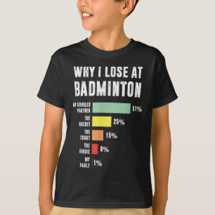Waarom ik verlies met badminton, grappige badminto t-shirt