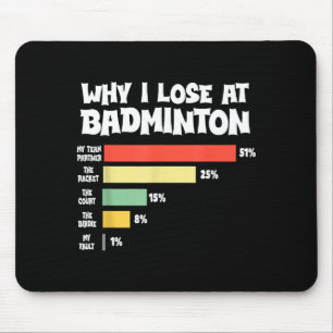 Waarom ik verlies met badminton Grappige excuses s Muismat
