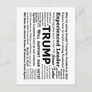 Waarom ik voor Donald Trump stem Briefkaart