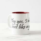 Waarom ik wel als een Mok van een meisje schiet (Voorkant links)