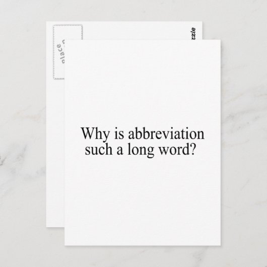 Waarom is afkorting zo'n lang woord briefkaart (Voorkant / Achterkant)