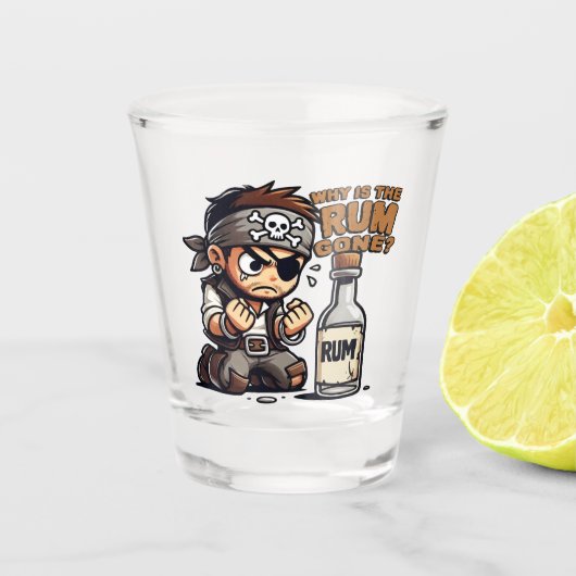 Waarom is de rum weg? shot glas (Voorkant)