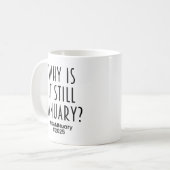 Waarom is het nog steeds januari? koffiemok (Voorkant links)