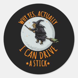 Waarom Ja Eigenlijk Kan Ik Een Stok Sturen Grappig Ronde Sticker