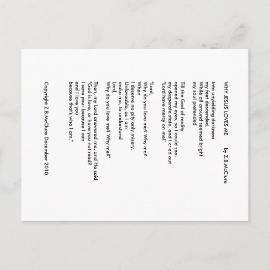 WAAROM JESUS VAN ME HOUDT - Briefkaart (Voorkant)