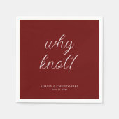 Waarom knoop! Minimale typografische rode cocktail Servet (Voorkant)