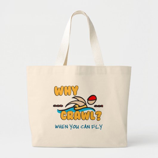 Waarom kruipen? Vlinder! Grote Tote Bag (Voorkant)