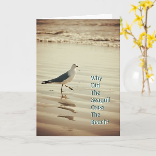 Waarom kruiste de zeemeeuw het strand? Birthday-ka Kaart (Gele Bloem)