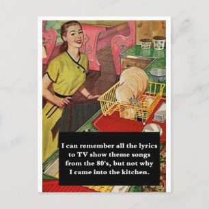 Waarom kwam ik de keuken binnen Vintage Grappig Briefkaart