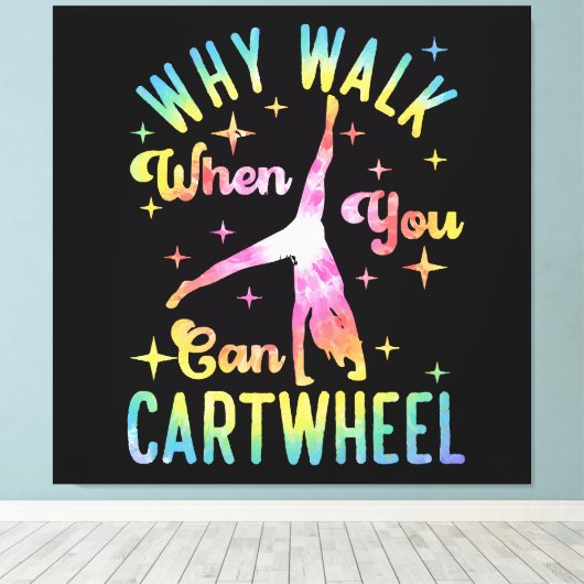 Waarom lopen als je een draai kan maken canvas afdruk (Insitu (Houten vloer))