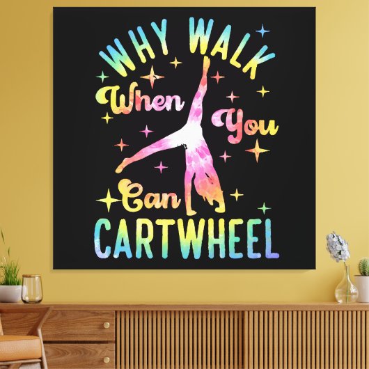 Waarom lopen als je een draai kan maken canvas afdruk (Insitu (Woonkamer))