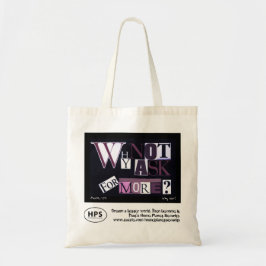 "Waarom niet meer vragen?" Paarse collage Tote Bag
