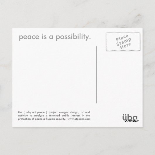 waarom niet vrede - engels briefkaart (Achterkant)