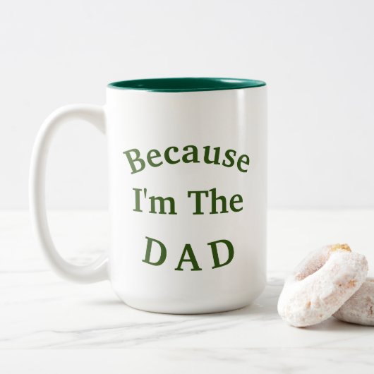 Waarom? "Omdat ik de DAD-Vaderdag ben Tweekleurige Koffiemok (Met donut)