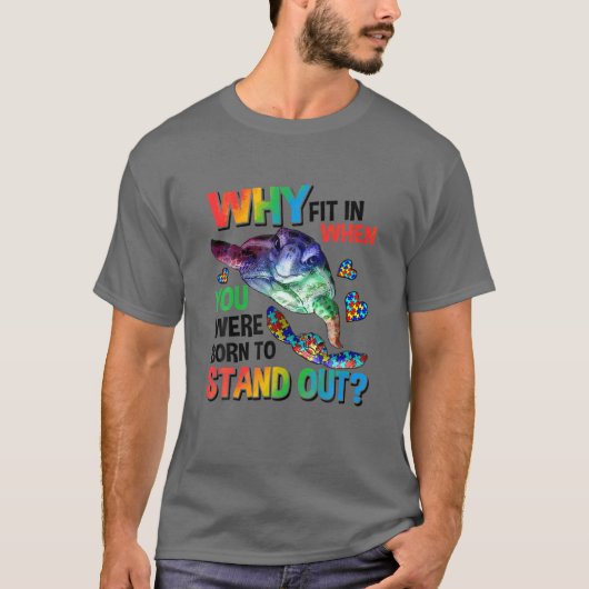 Waarom passen, geboren om uit te staan, schildpad, t-shirt (Voorkant)