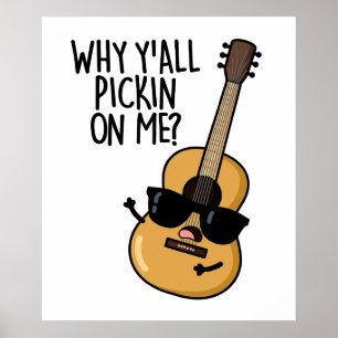 Waarom pest je mij Funny Gitaar Pun Poster