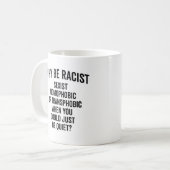 Waarom racistische prijsopgave? koffiemok (Voorkant links)