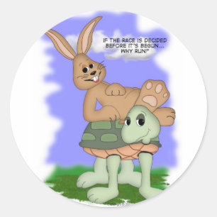 waarom rennen? ronde sticker