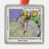 Waarom Scarecrows Divorce Funny Metalen Ornament (Voorkant)