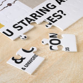 Waarom staar je naar mijn rijen en tegels? legpuzzel (Zijkant)