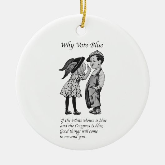 Waarom stemmen in 2028 helemaal blauw keramisch ornament (Voorkant)