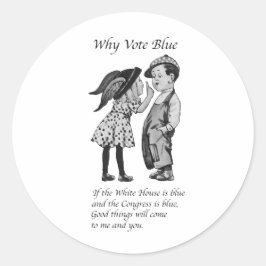 Waarom stemmen in 2028 helemaal blauw ronde sticker