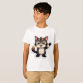 Waarom zo stil? – Verwarde kat sticker T-shirt (Voorkant volledig)