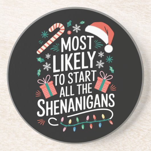 Waarschijnlijk beginnen alle Shenanigans familie Zandsteen Onderzetter (Voorkant)