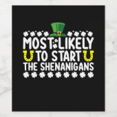 Waarschijnlijk beginnen de Shenanigans St Patricks Wijn Etiket (Enkel label)