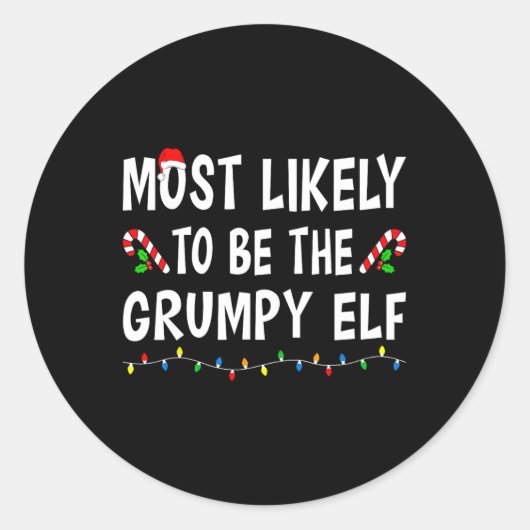 Waarschijnlijk de Grumpy Elf Xmas Funny Family Ronde Sticker (Voorkant)
