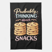 Waarschijnlijk Denkend Aan Snacks Grappig Schatti Theedoek (Verticaal)