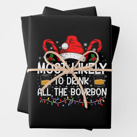 Waarschijnlijk Drink hij al de Bourbon kerst Inpakpapier Vel (In situ)