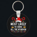 Waarschijnlijk Drink hij al de Bourbon kerst Sleutelhanger<br><div class="desc">De meest waarschijnlijke Drink van de hele Bourbon Funny Family Kerstmis</div>
