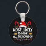 Waarschijnlijk Drink hij al de Bourbon kerst Sleutelhanger<br><div class="desc">De meest waarschijnlijke Drink van de hele Bourbon Funny Family Kerstmis</div>
