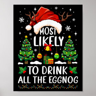 Waarschijnlijk Drink hij alle Eggnog Christmas Mat Poster