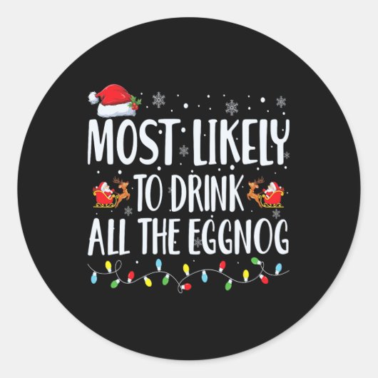 Waarschijnlijk Drink hij alle eierpunch kerst-eier Ronde Sticker (Voorkant)