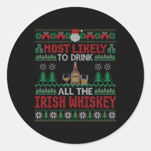 Waarschijnlijk Drink hij alle Irish Whiskey Christ Ronde Sticker