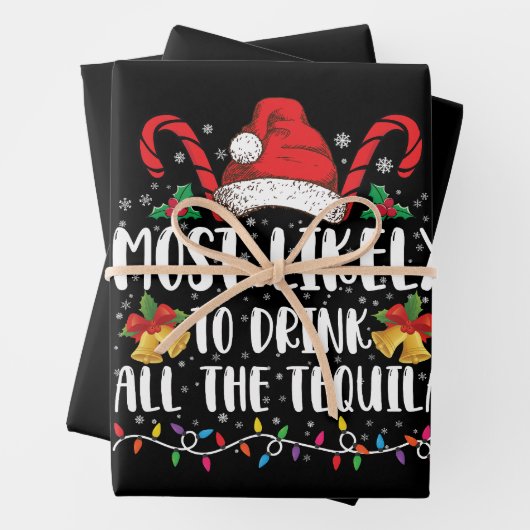 Waarschijnlijk Drink u alle Tequila Funny Xmas Inpakpapier Vel (In situ)