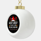 Waarschijnlijk een boek lezen tot en met Kerstmis Keramische Bal Ornament (Rechts)