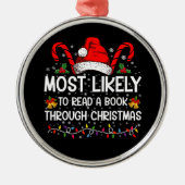 Waarschijnlijk een boek lezen tot en met Kerstmis Metalen Ornament (Voorkant)