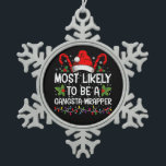 Waarschijnlijk een gangsta wrapper familie Xmas Tin Sneeuwvlok Ornament<br><div class="desc">Hoogstwaarschijnlijk een Gangsta Wrapper Family Christmas T-shirt</div>