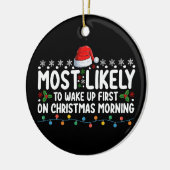 Waarschijnlijk eerst wakker worden op kerstavond keramisch ornament (Links)