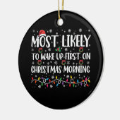 Waarschijnlijk eerst wakker worden op kerstavond keramisch ornament (Links)
