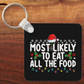 Waarschijnlijk eet ik al het eten van de kerstfami sleutelhanger (Voorkant)