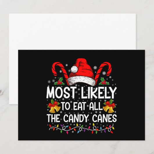 Waarschijnlijk eet ik alle snoepstokjes met kerst kaart (Voorkant / Achterkant)