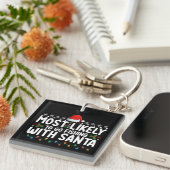 Waarschijnlijk gaat hij Gevist met Santa Funny Sleutelhanger (Voorkant Rechts)