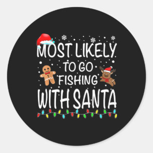 Waarschijnlijk Gevist met Santa Vissen Funny Ronde Sticker