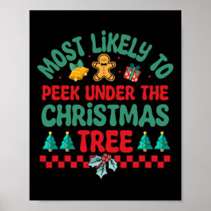 Waarschijnlijk gluren onder de kerstboom pyjam poster