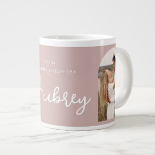 Waarschijnlijk Green Tea Two Photo and Name Pink Grote Koffiekop