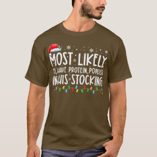 Waarschijnlijk heeft hij eiwitpoeder in zijn voorr t-shirt